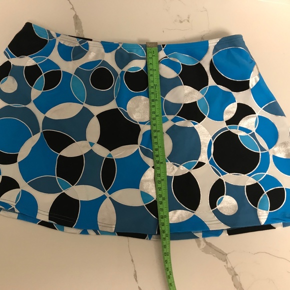 Bikini Bay Skirted Swimsuit bottom Women’s US 12 Blue Silver Black Circles - Picture 8 of 9